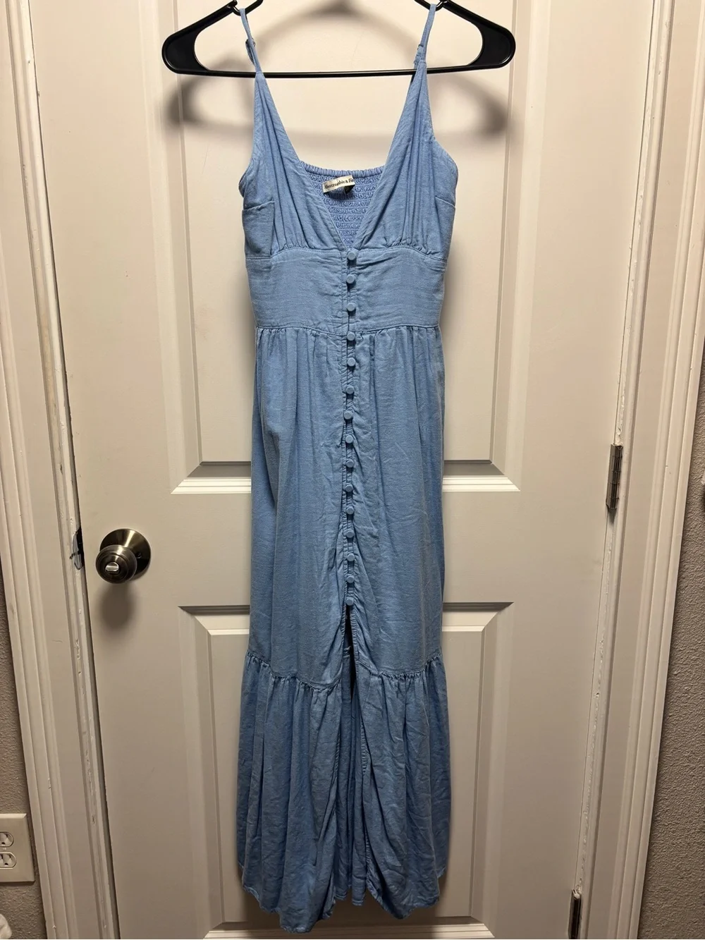 Abercrombie & Fitch Light Blue Button-Front Maxi Dress